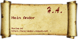 Hein Andor névjegykártya
